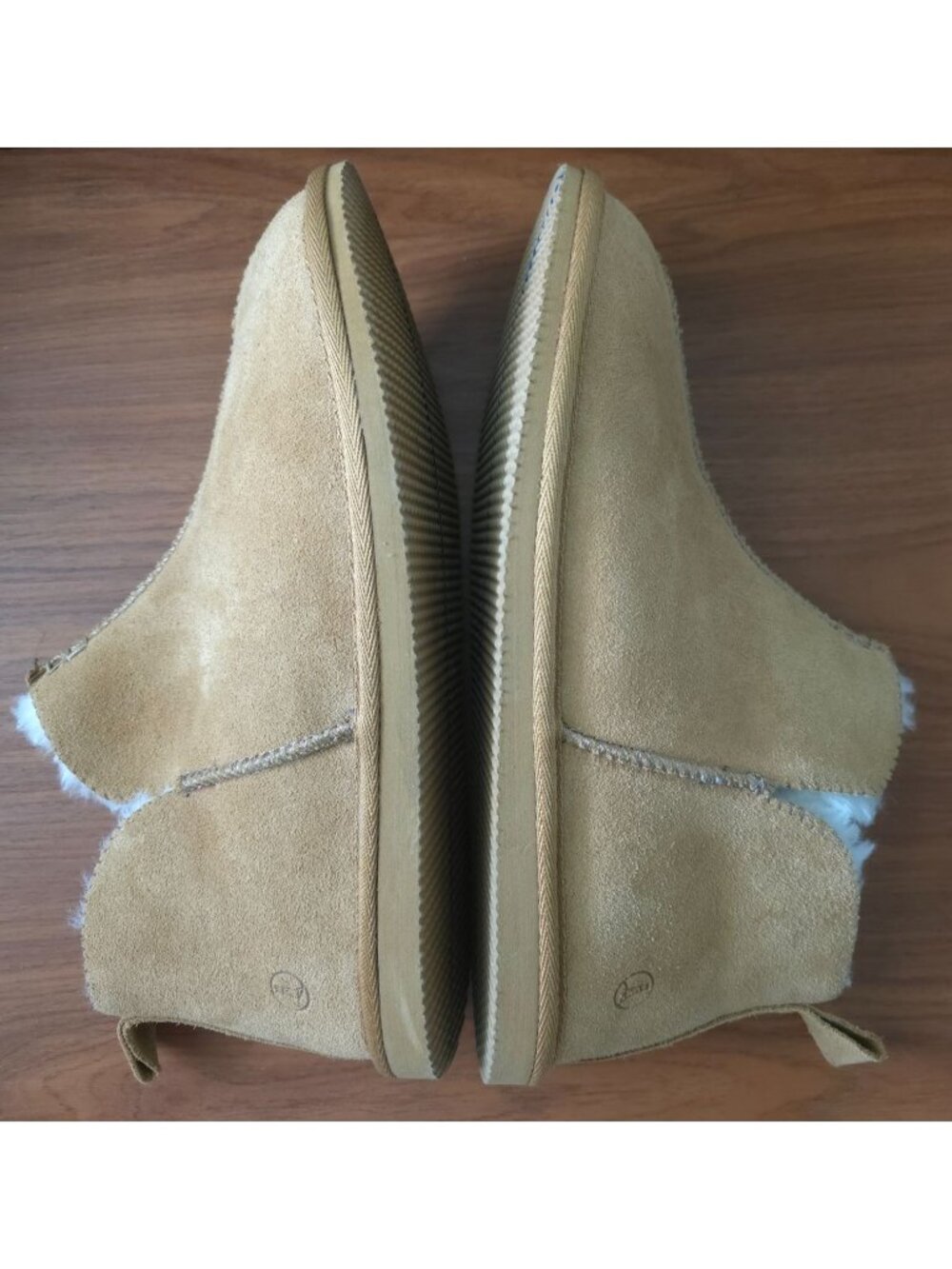 Lands’ End Suede Leather Tan Ankle Bootie Shearling Slip-On Slippers Men's 11D - Picture 4 of 8